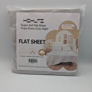 HBHLFZ Twin Flat Sheet Ultra Soft Polyester Light Gray 96"x66" NEW Sealed Pkg